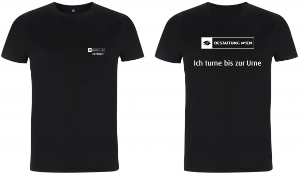 Training T-shirt with "Ich turne bis zur Urne" caption (german for "I'm training to the urn")